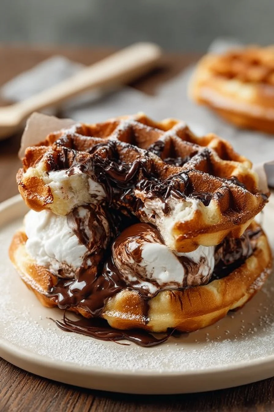 Marshmallow Chocolate Lava Waffle Bombs