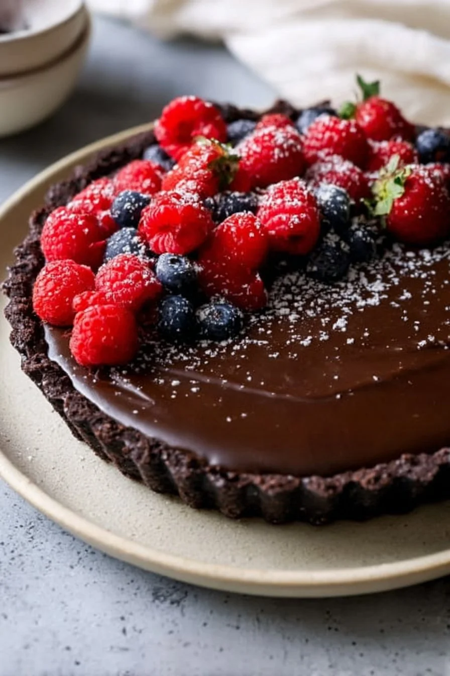 No Bake Dark Chocolate Tart