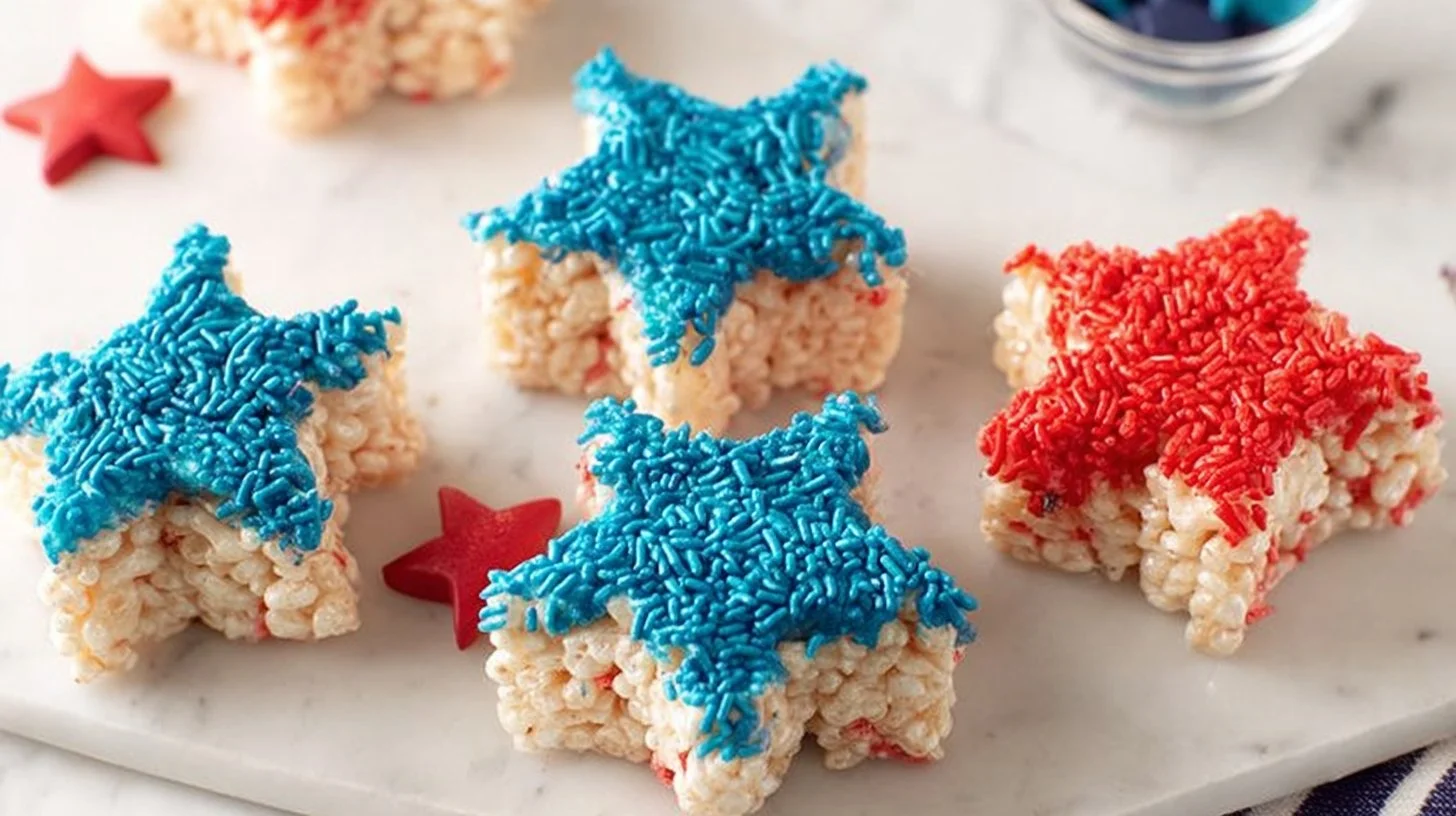 Patriotic Rice Krispie Treat stars for 4th of July celebration