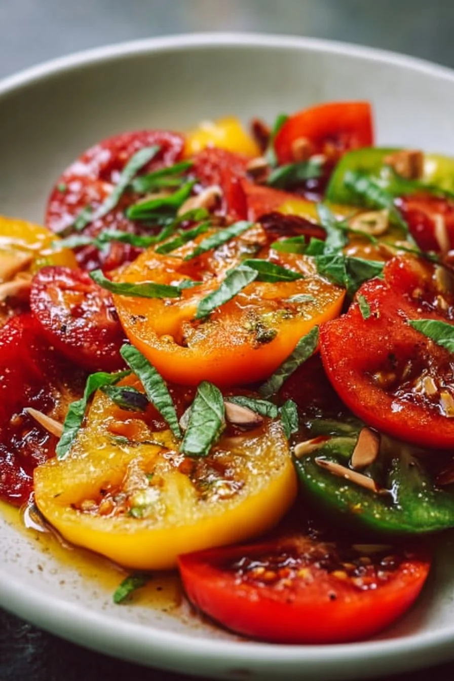 Salade de tomates anciennes végétariennes