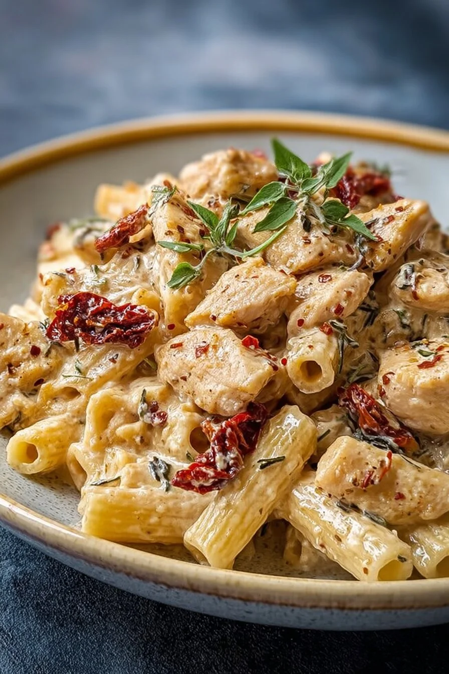 Spicy Chicken Creamy Pasta with Sun-Dried Tomatoes