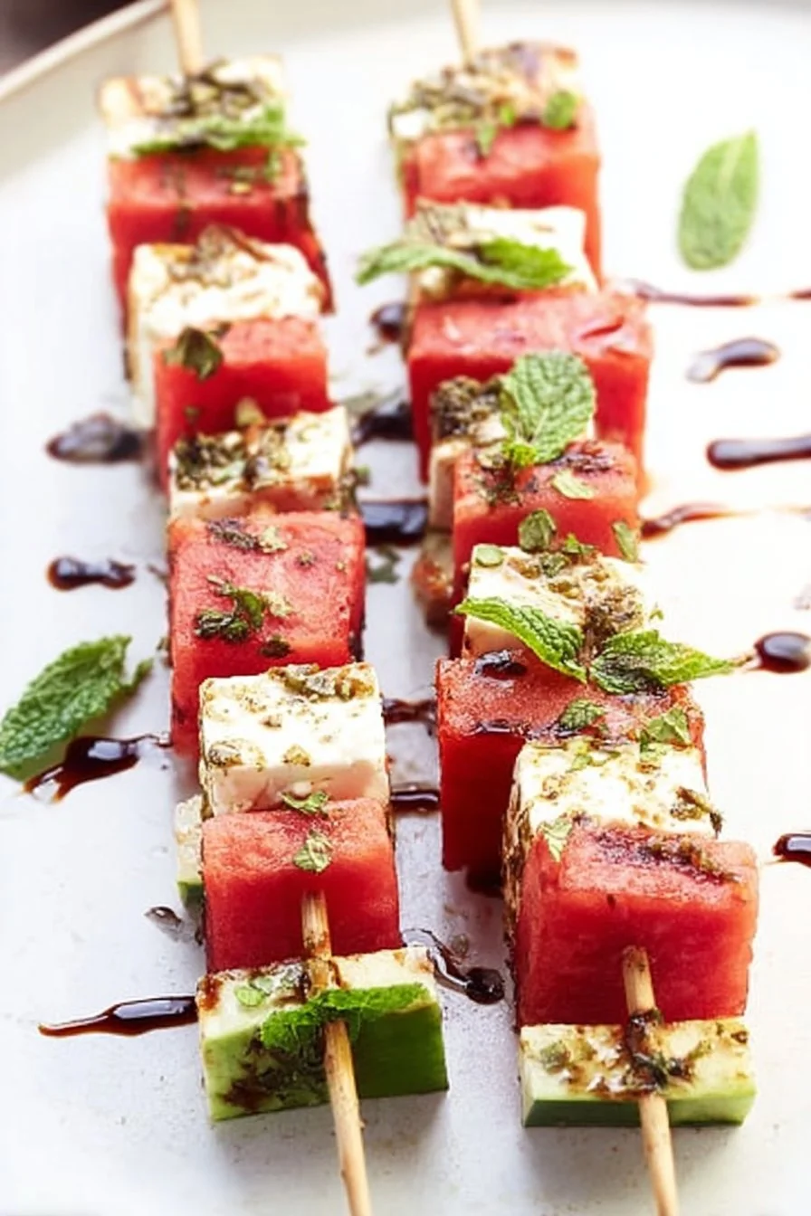Watermelon, Feta, and Mint Skewers