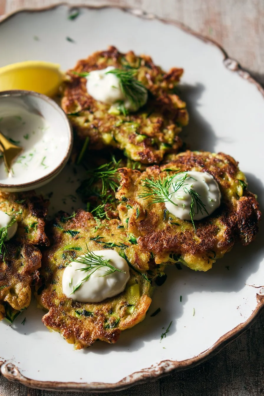 Zucchini Fritters with Lemon Yogurt Sauce